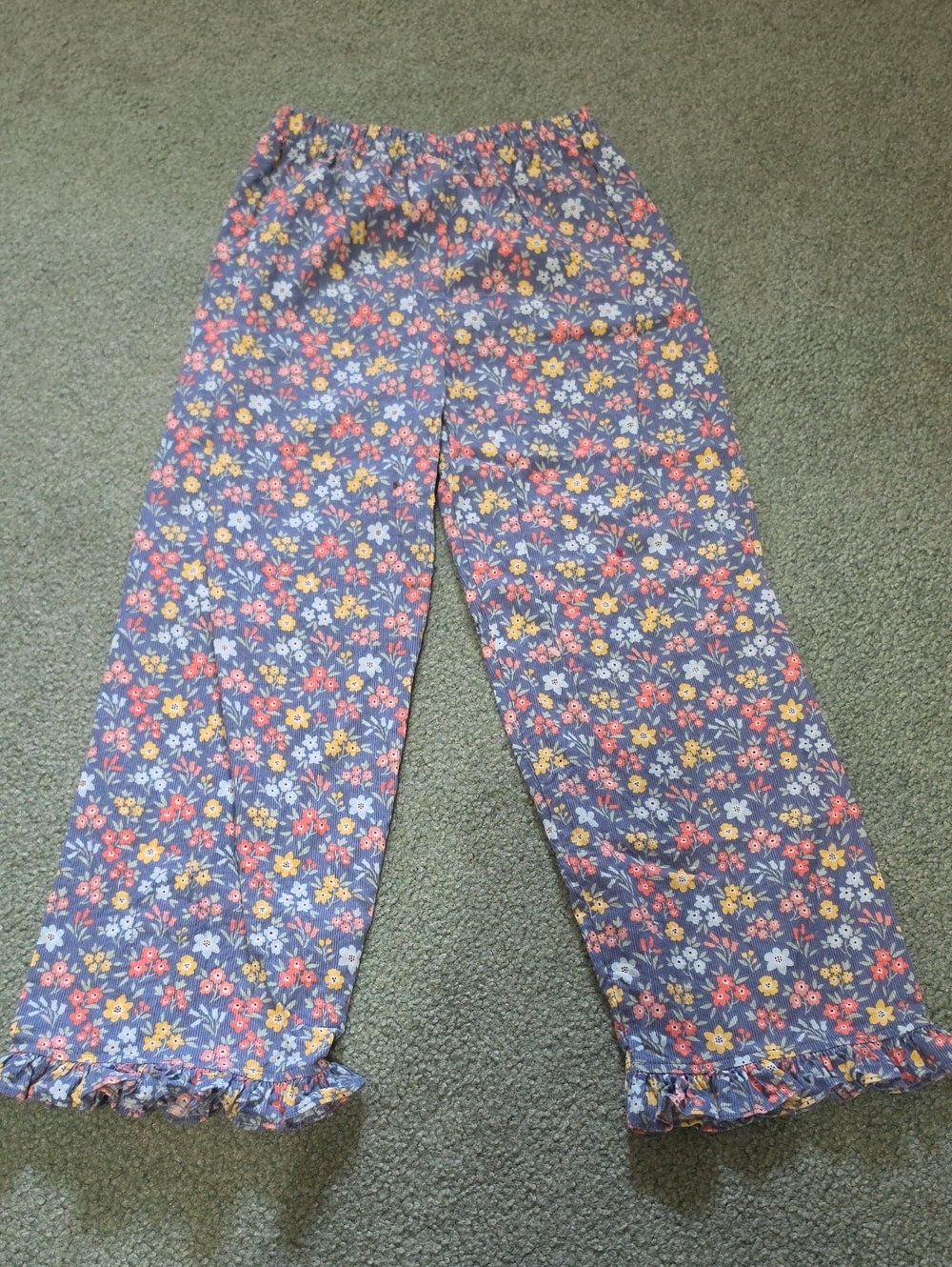 Girls Blue Floral Elastic-Waist Leggings